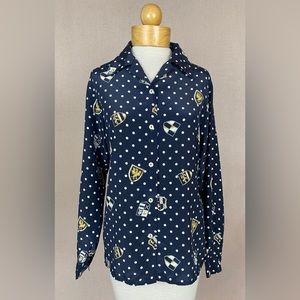 VINTAGE 90s Halston Blouses Polkadots and Crests